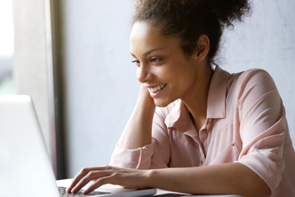 A young lady working on laptop