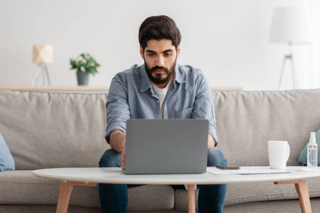 A person checking accounts